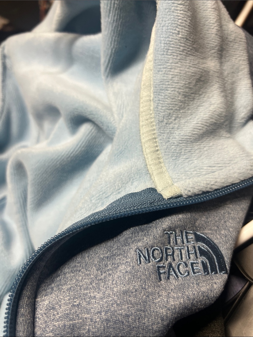 The North Face Pale Blue Zip-Up Fleece (size S)